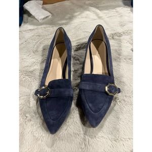 Cole Haan Leela Women's Size 7.5 Skimmer Loafer Blue Suede Pointed Flats